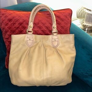 LOFT Tan Leather Tote Bag
